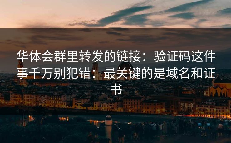 华体会群里转发的链接：验证码这件事千万别犯错：最关键的是域名和证书