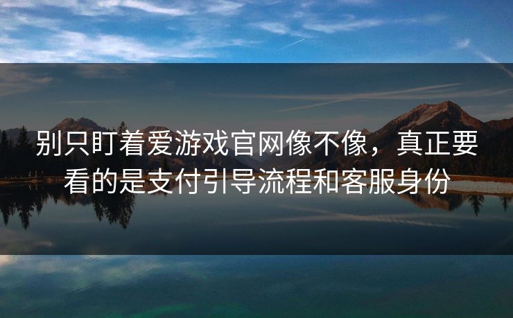 别只盯着爱游戏官网像不像，真正要看的是支付引导流程和客服身份