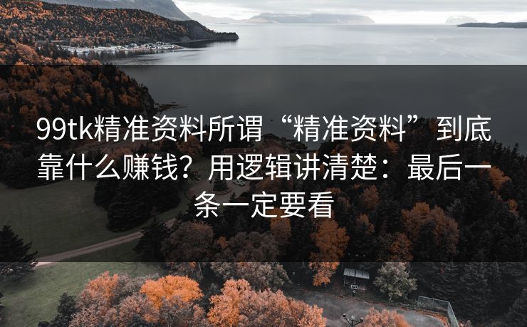 99tk精准资料所谓“精准资料”到底靠什么赚钱？用逻辑讲清楚：最后一条一定要看